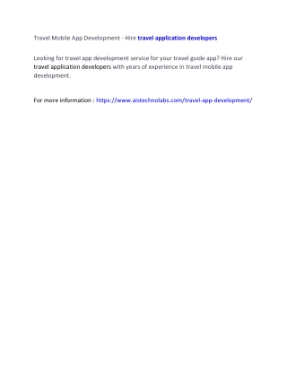 Travel Mobile App Development - Hire travel application developers