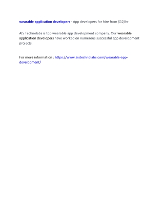 wearable application developers - App developers for hire from $12/hr