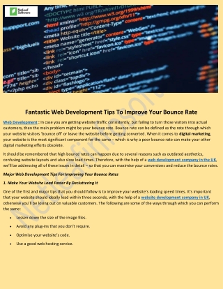 Fantastic Web Development Tips To Improve Your Bounce Rate