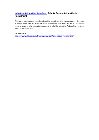 Industrial Automation Recruiters - Robotic Process Automation In Recruitment