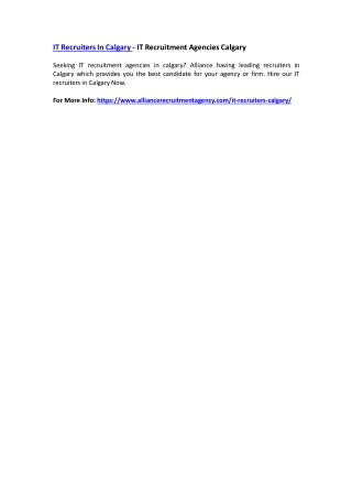IT Recruiters In Calgary - IT Recruitment Agencies Calgary