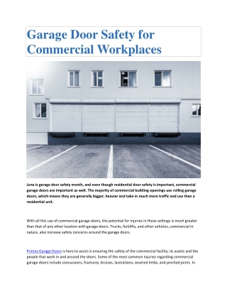 Garage Door Safety for Commercial Workplaces