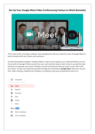 Set Up Your Google Meet Video Conferencing Feature to Work Remotely