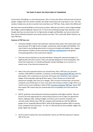 TMT BARS TO BUILD THE STRUCTURES OF TOMORROW.