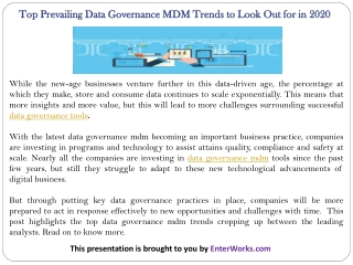 Top Prevailing Data Governance MDM Trends to Look Out for in 2020