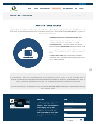 Best Dedicated Server Provider Company India Delhi NCR – IT CRYONS