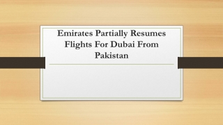 Emirates Partially Resumes Flights For Dubai From Pakistan