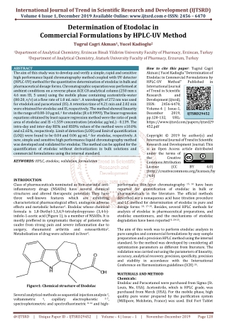 Determination of Etodolac in Commercial Formulations by HPLC-UV Method