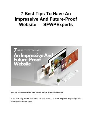 7 Best Tips To Have An Impressive And Future-Proof Website — SFWPExperts