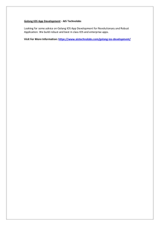 Golang IOS App Development - AIS Technolabs