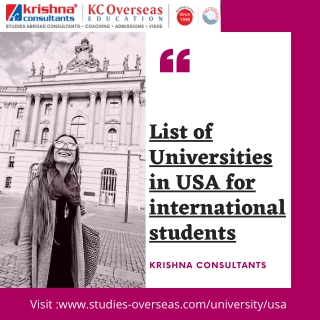 Universities list for Undergrads Students in USA
