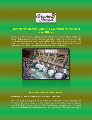 Embroidery Kingsley Will Help Your Business Standout from Others