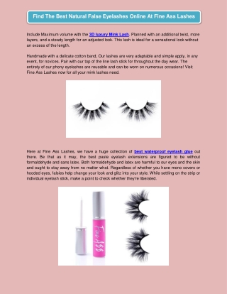 Find The Best Natural False Eyelashes Online At Fine Ass Lashes