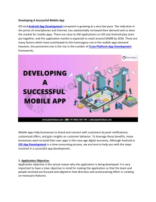 Developing A Successful Mobile App-Pixel Values Technolabs