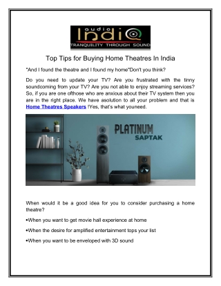 Top Tips for Buying Home Theatres In India