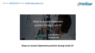 Steps to resume Optometry practice during Covid-19