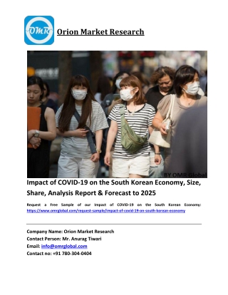 Impact of COVID-19 on the South Korean Economy Growth, Size, Share, Industry Report and Forecast 2019-2025