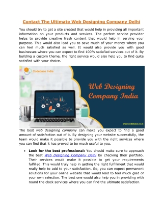 Contact The Ultimate Web Designing Company Delhi