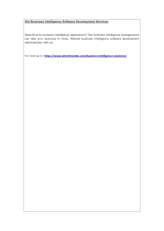 Get Business Intelligence Software Development Services