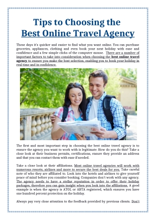 Tips to Choosing the Best Online Travel Agency