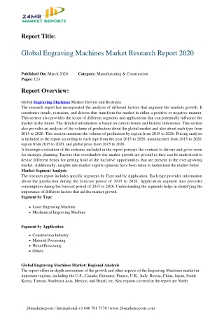 Engraving Machines Analysis, Growth Drivers, Trends, and Forecast till 2026