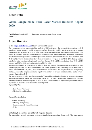 Single mode Fiber Laser Set For Rapid Growth And Trend, By 2026