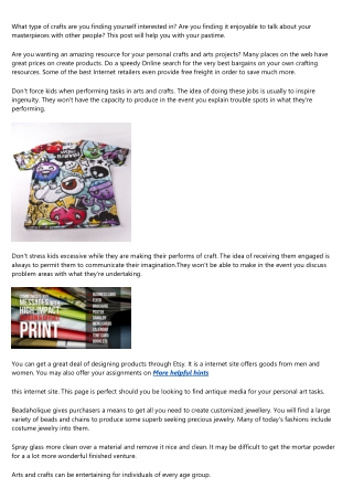 Want To Know About Arts And Crafts? Read Through This