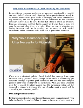 Why Viola Insurance Is An Utter Necessity For Violinists?