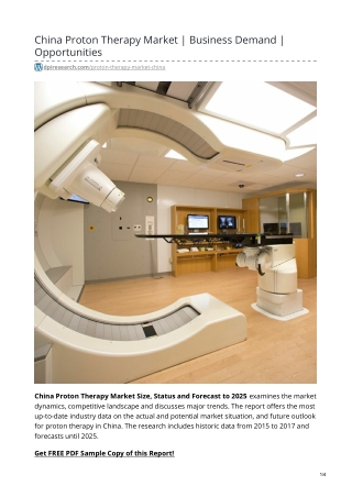 China Proton Therapy Market | Business Demand | Opportunities