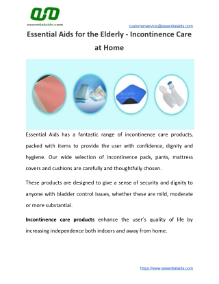 Essential Aids for the Elderly - Incontinence Care at Home