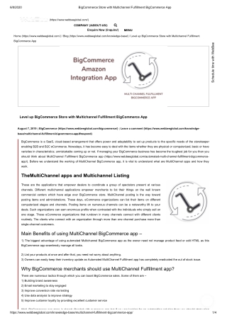 Multi Channel Fulfillment Integration with BigCommerce