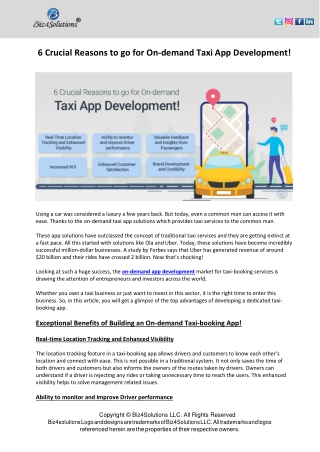 6 Crucial Reasons to go for On-demand Taxi App Development!