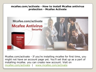 mcafee.com/activate - How to install Mcafee antivirus protection - Mcafee Activate