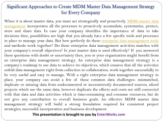 Significant Approaches to Create MDM Master Data Management Strategy for Every Company