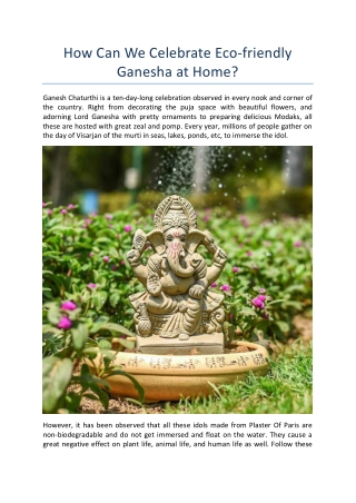 How Can We Celebrate Eco-friendly Ganesha at Home?