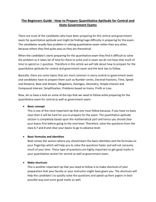 The Beginners Guide – How to Prepare Quantitative Aptitude