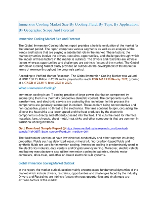 Immersion Cooling Market Size By Cooling Fluid, By Type, By Application, By Geographic Scope And Forecast