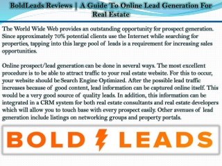 BoldLeads Reviews | A Guide To Online Lead Generation For Real Estate