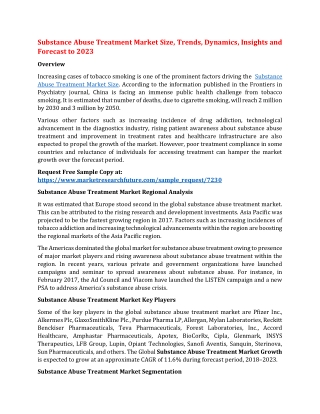 Substance Abuse Treatment Market Size, Trends, Dynamics, Insights and Forecast to 2023
