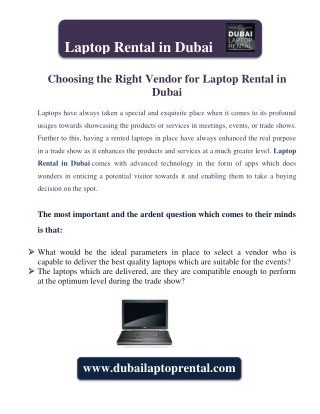 Choosing the Right Vendor for Laptop Rental in Dubai