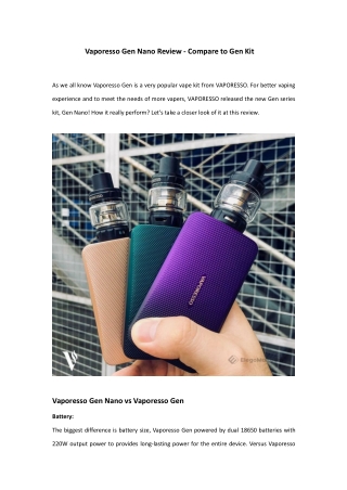 Vaporesso Gen Nano vs Vaporesso Gen Review