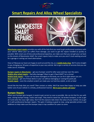 Smart Repairs And Alloy Wheel Specialists
