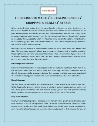 Guidelines to Make Your Online Grocery Shopping a Healthy Affair