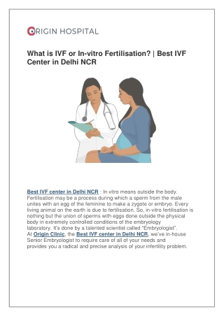 What is IVF or In-vitro Fertilisation? | Best IVF Center in Delhi NCR