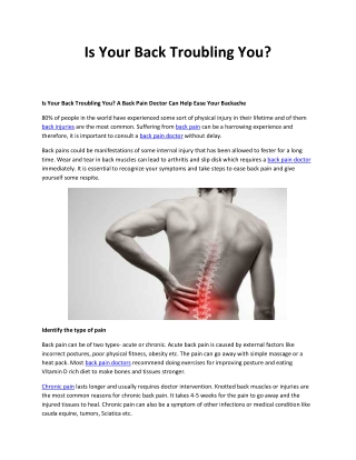 Is Your Back Troubling You?