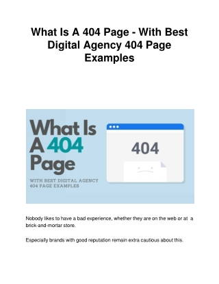 What Is A 404 Page - With Best Digital Agency 404 Page Examples