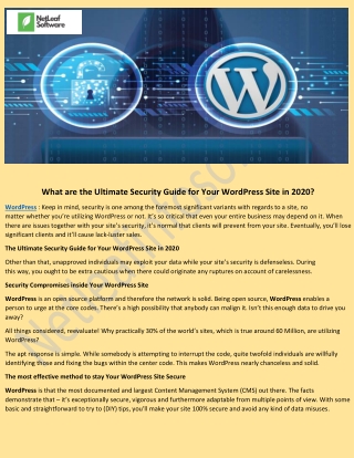 What are the Ultimate Security Guide for Your WordPress Site in 2020?