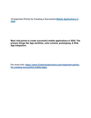 15 Important Points for Creating a Successful Mobile Applications in 2020