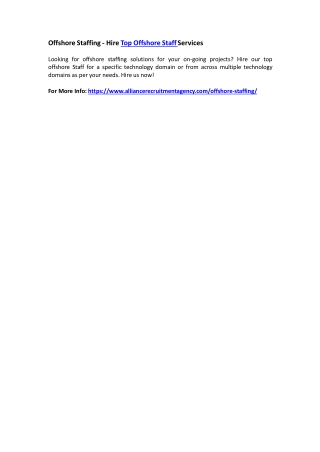 Offshore Staffing - Hire Top Offshore Staff Services