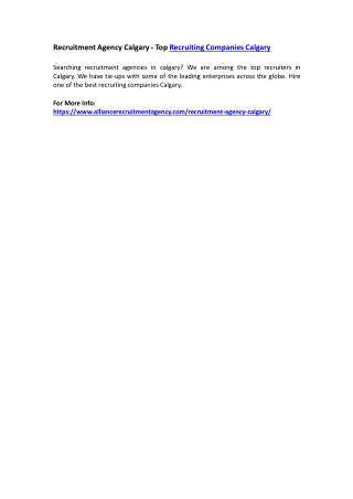 Recruitment Agency Calgary - Top Recruiting Companies Calgary
